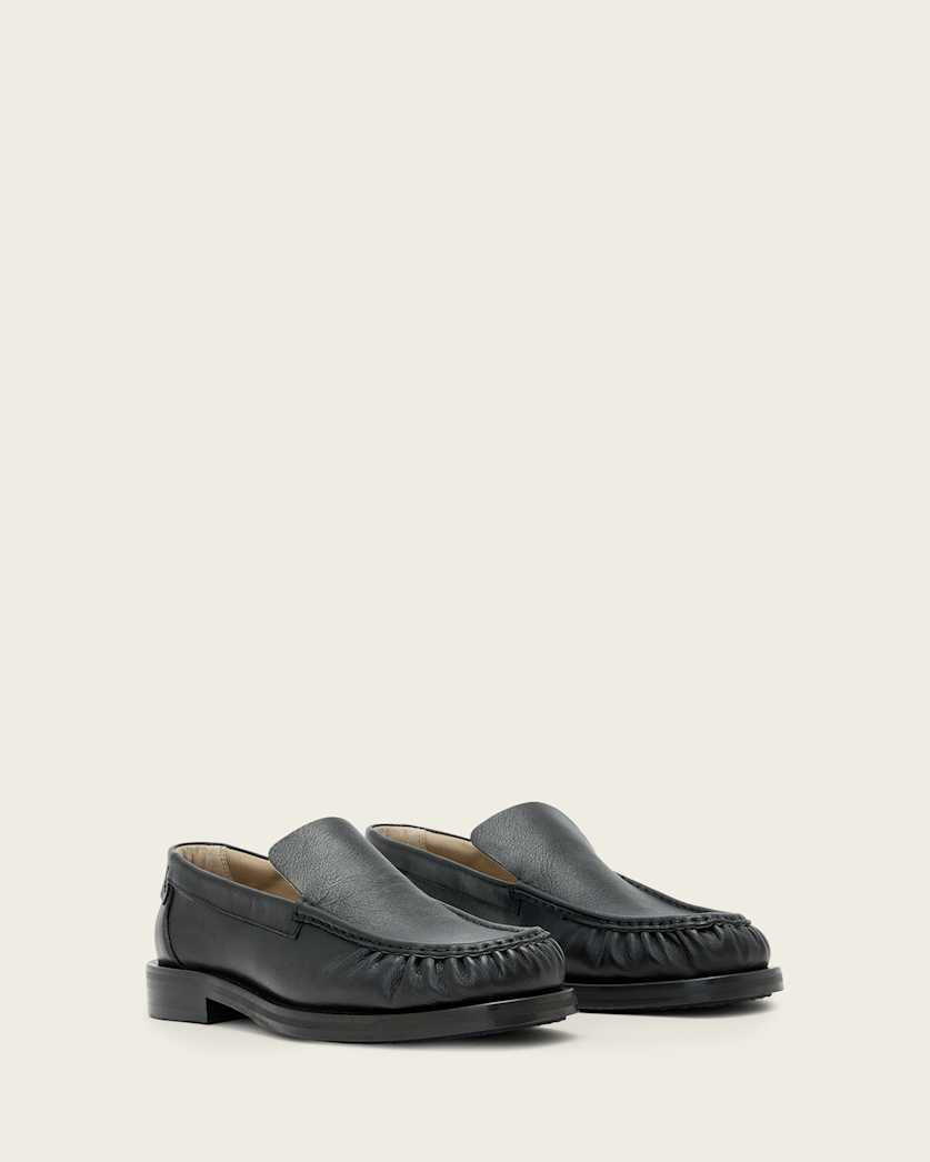 AllSaints Bloom Leather Loafers Black