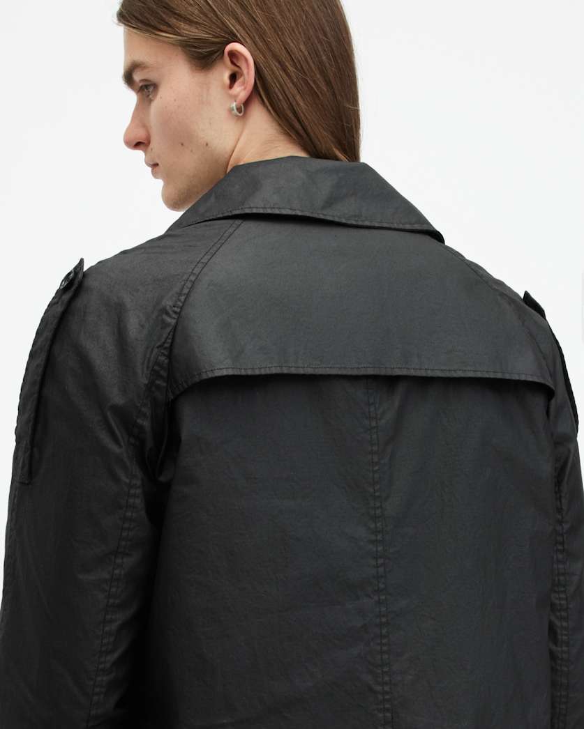 AllSaints Allman Waxed Water Repellent Mac Black