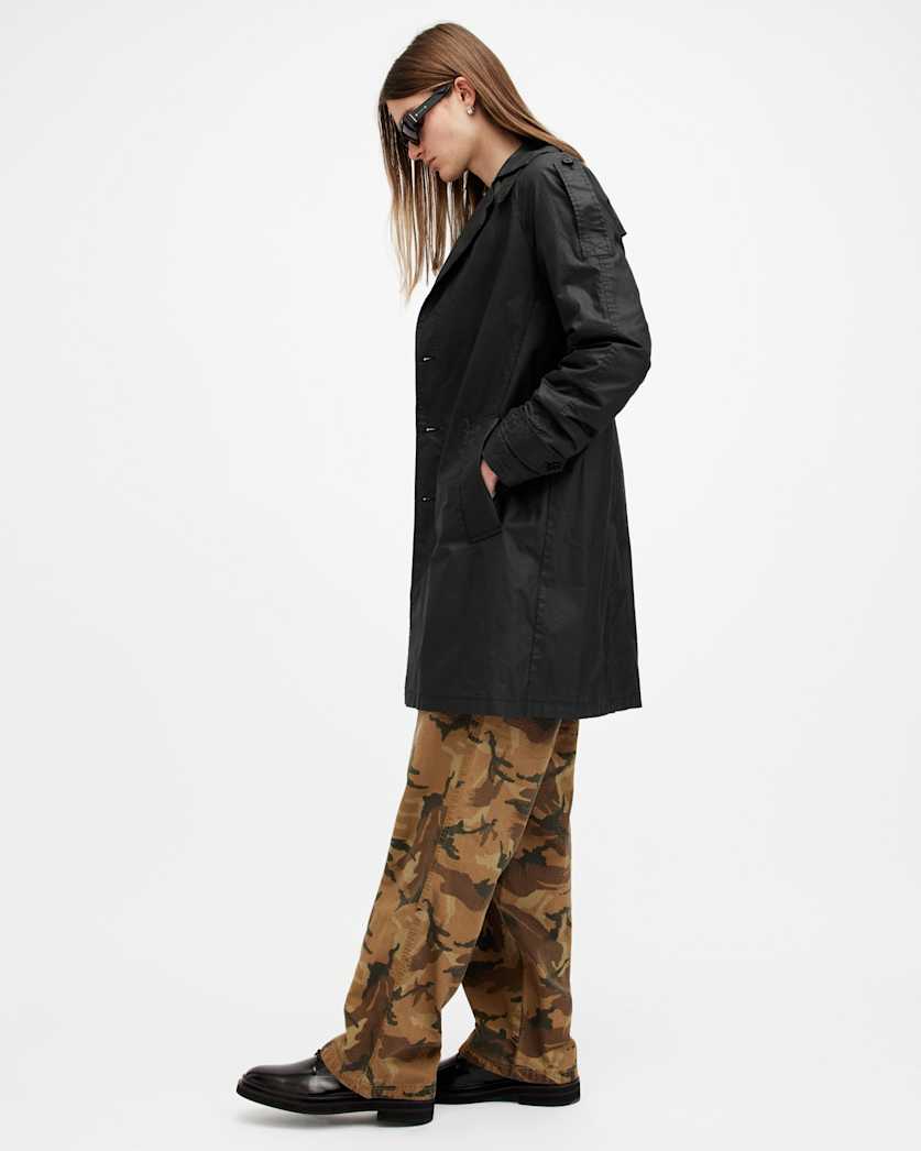AllSaints Allman Waxed Water Repellent Mac Black