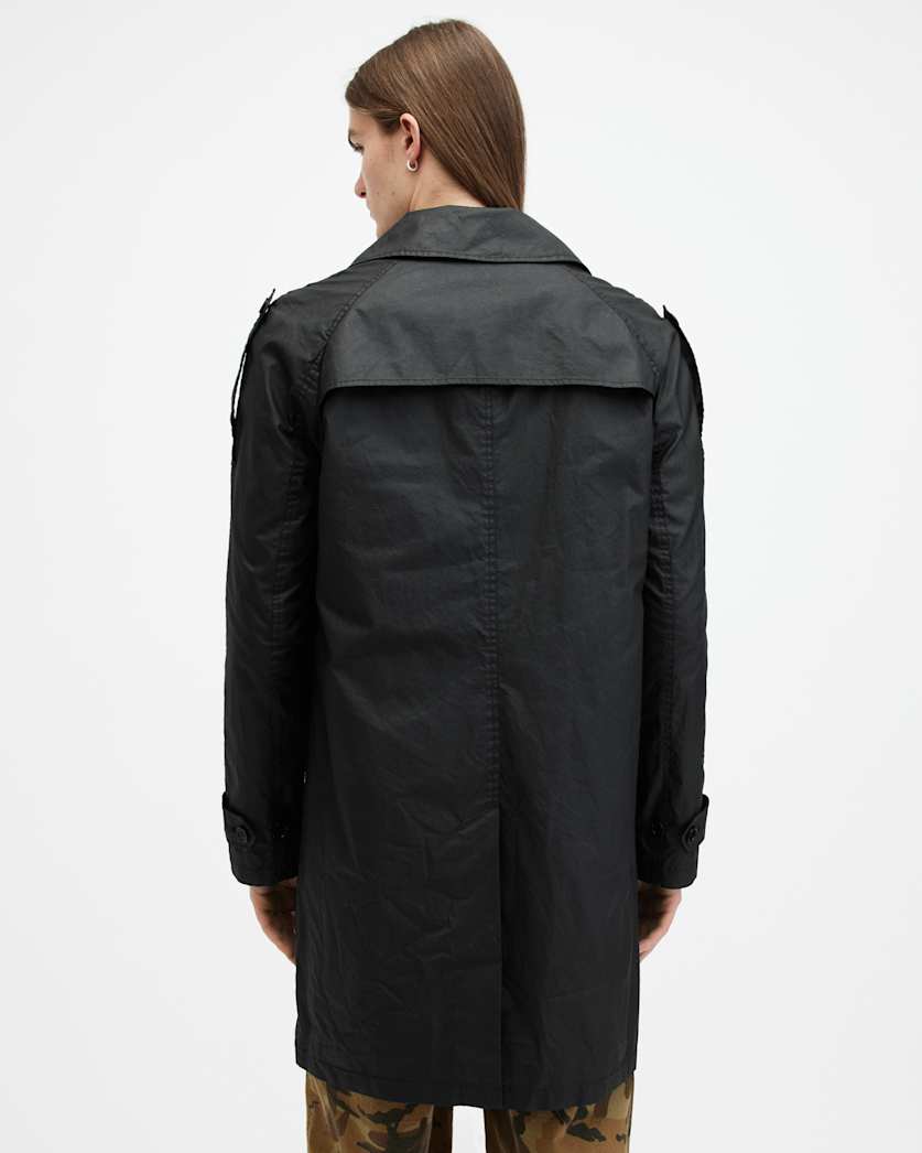 AllSaints Allman Waxed Water Repellent Mac Black