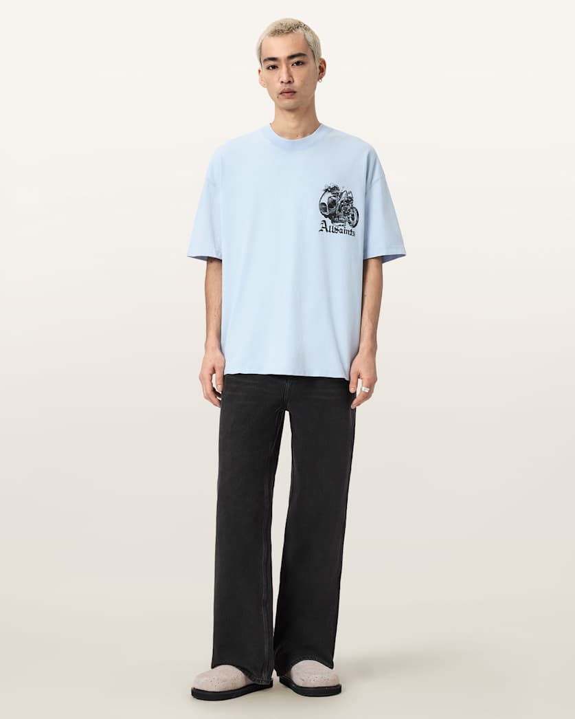 AllSaints Panhead Oversized Graphic T Shirt Villa Blue