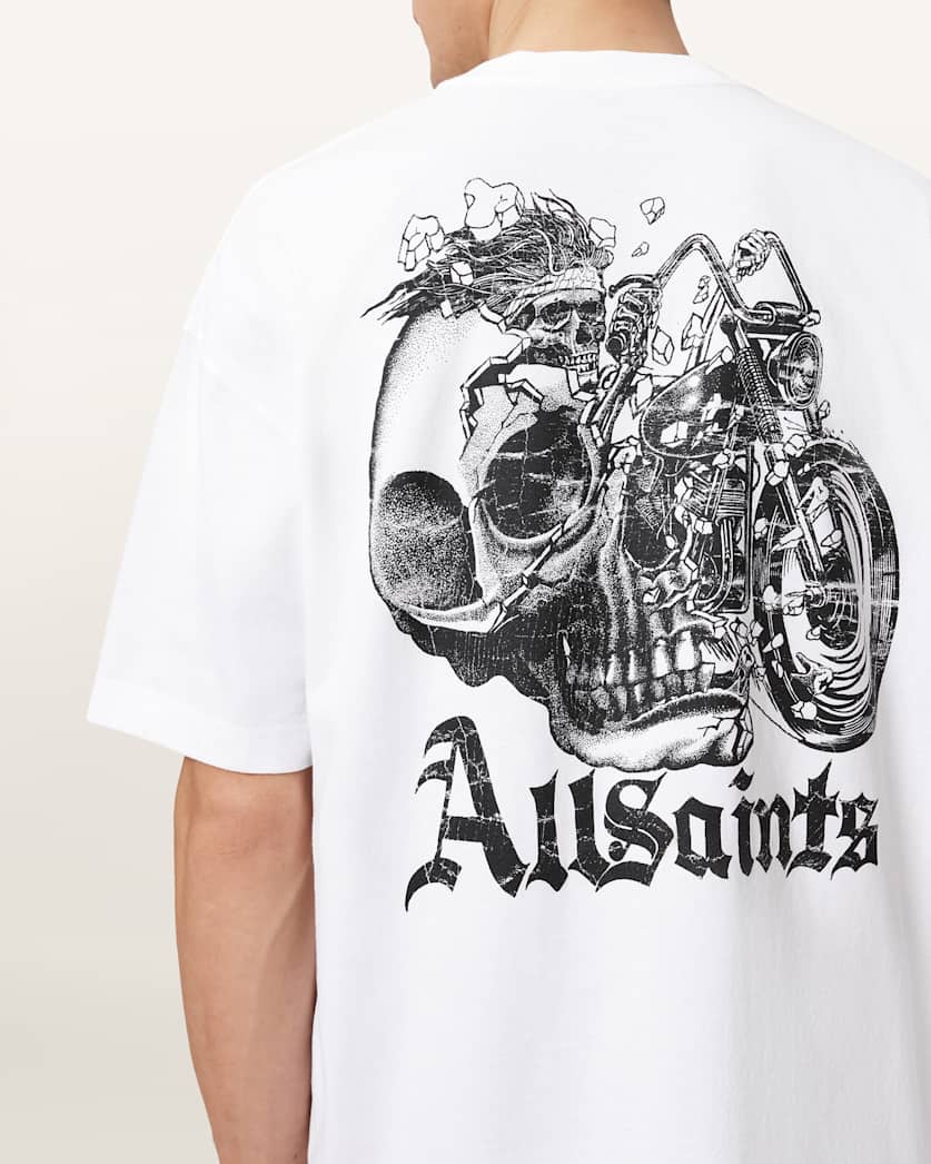 AllSaints Panhead Oversized Graphic T Shirt Villa Blue