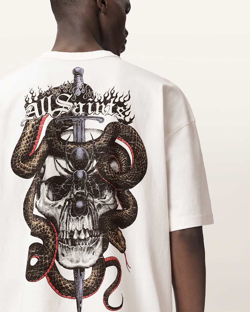 AllSaints Araknid Short Sleeve Boxy Graphic T Shirt Washed Black