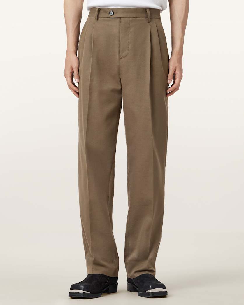 AllSaints Tallis Straight Leg Pants Feather Taupe