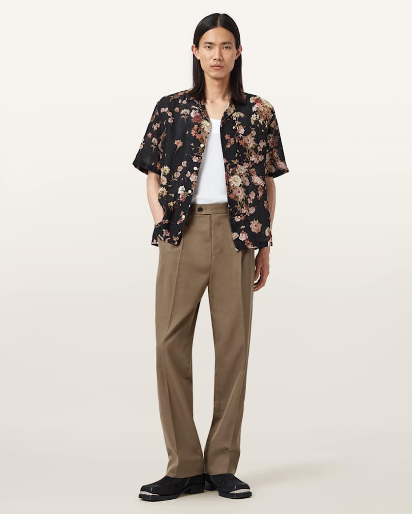 AllSaints Tallis Straight Leg Pants Feather Taupe