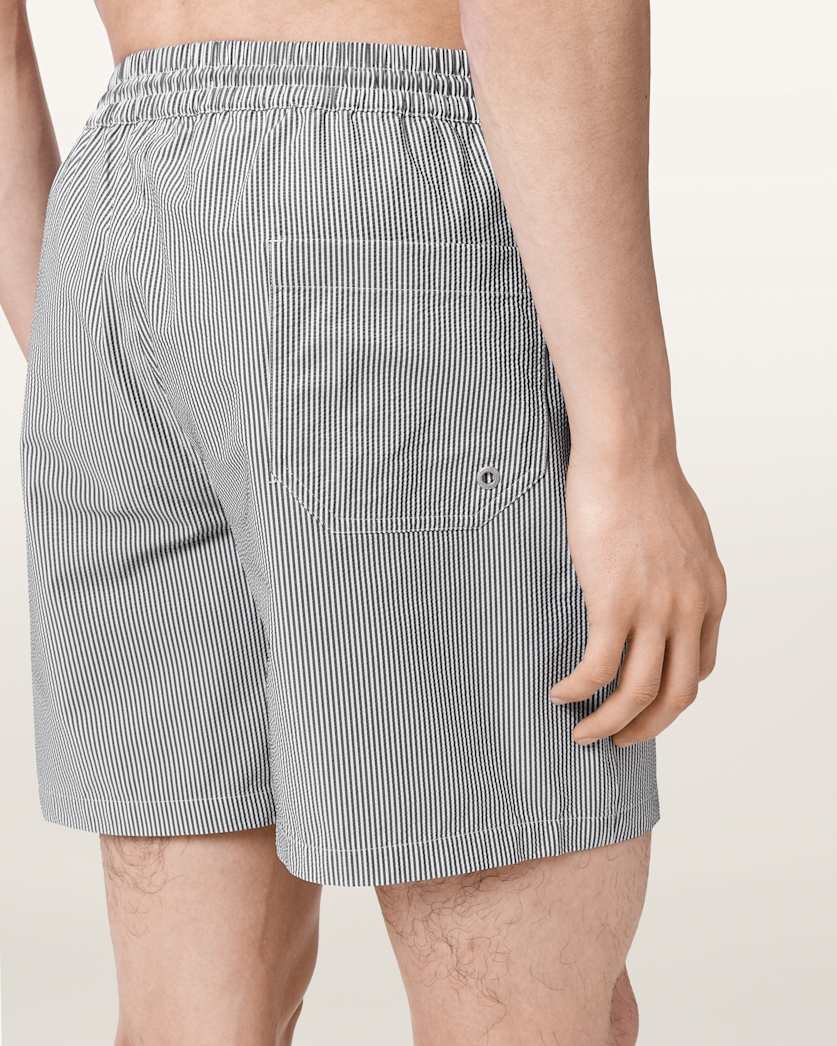 AllSaints Cipher Striped Swim Shorts Chalk White/Blue