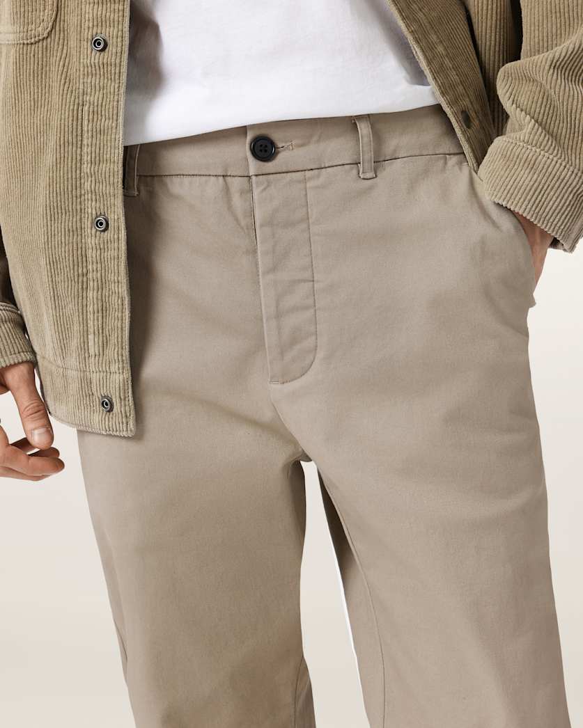 AllSaints Beckley Slim Fit Chinos Pebble Brown