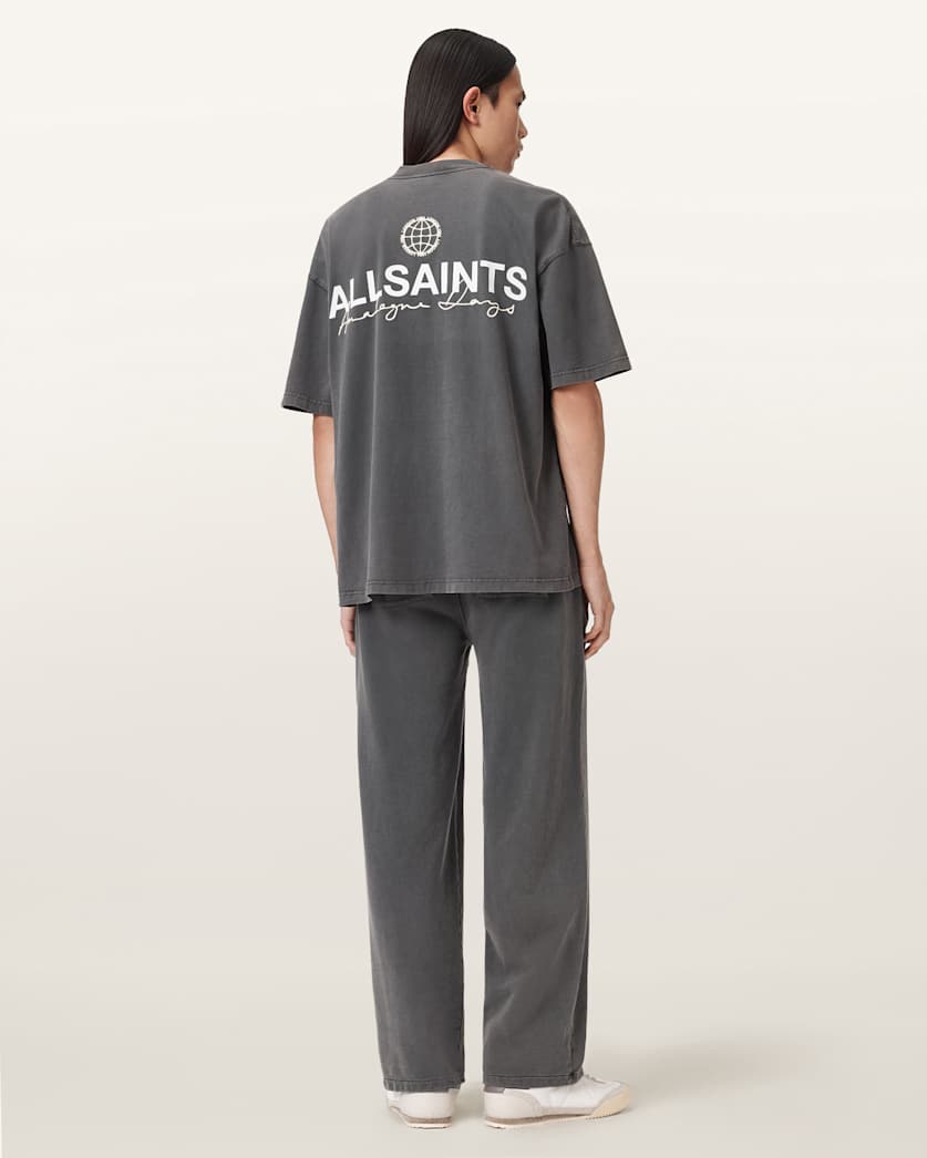 AllSaints Emblem Straight Leg Sweatpants Washed Black