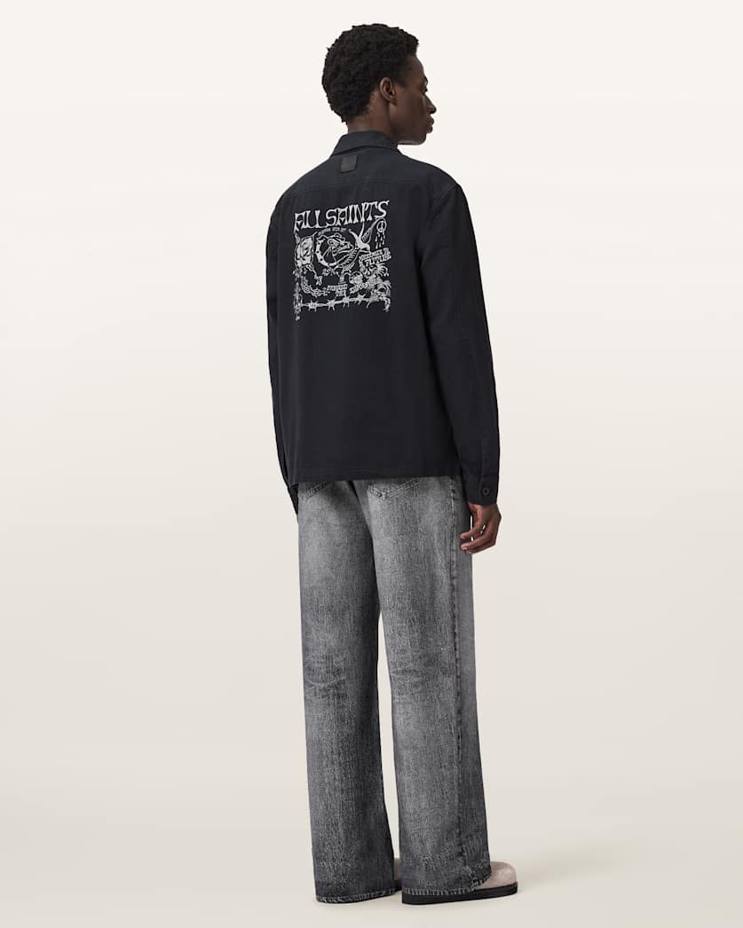 AllSaints Lenny Illusion Of Denim Wide Leg Pants Illusion Black
