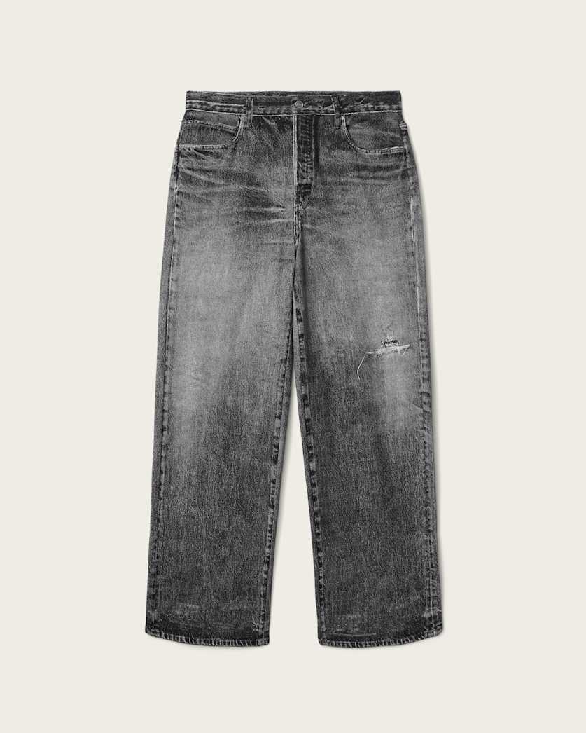 AllSaints Lenny Illusion Of Denim Wide Leg Pants Illusion Black