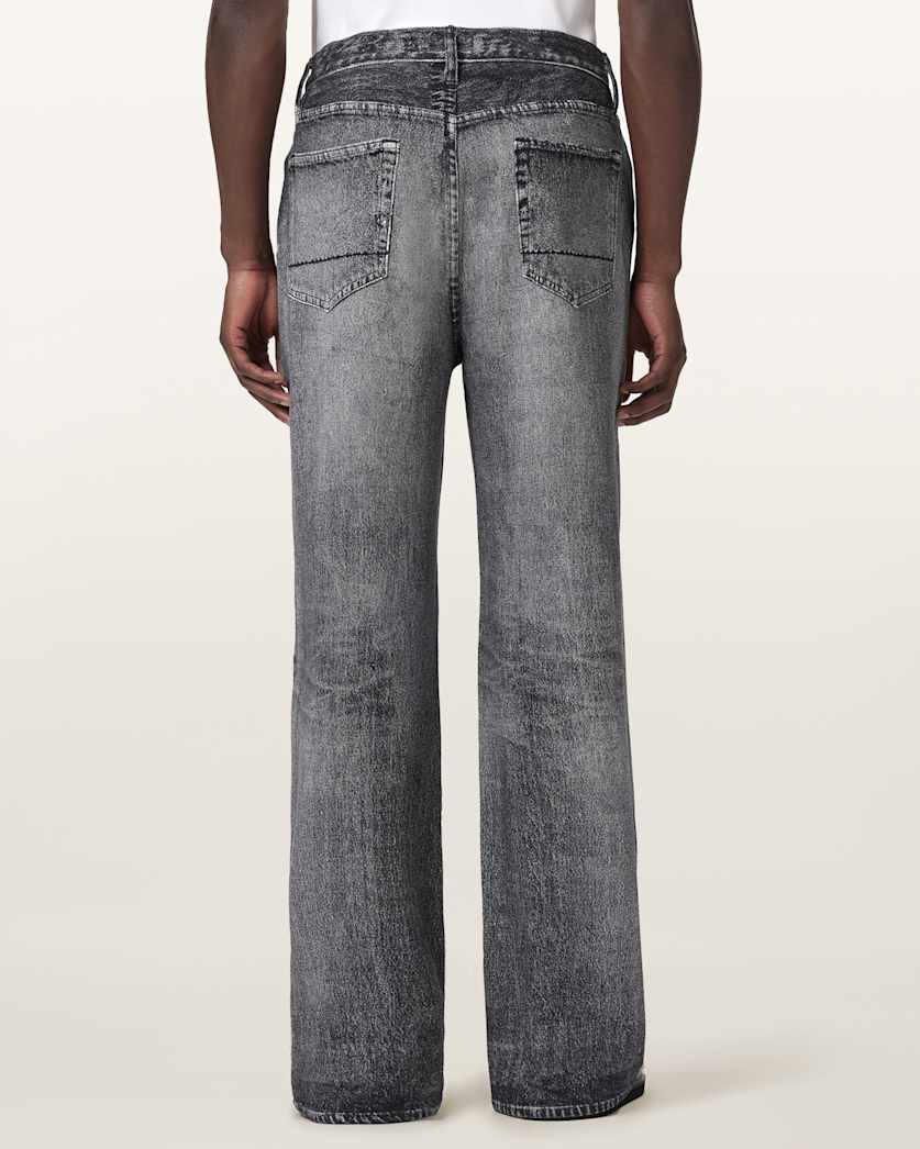 AllSaints Lenny Illusion Of Denim Wide Leg Pants Illusion Black