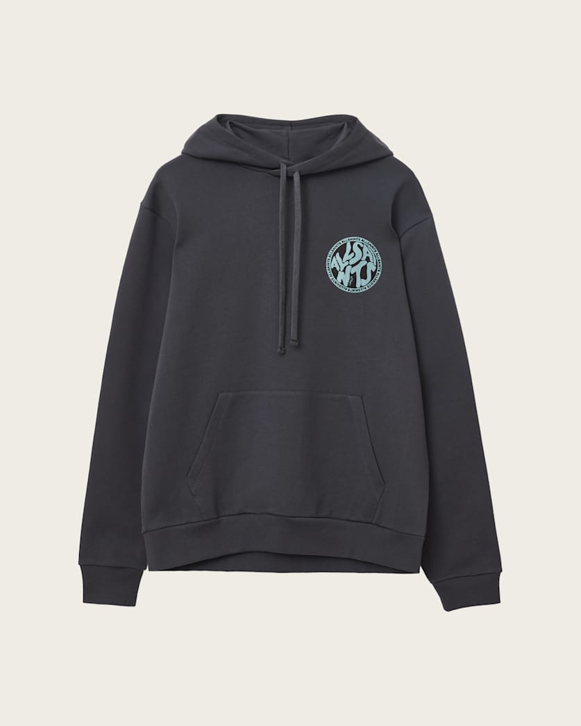 AllSaints Distortion Graphic Hoodie Washed Black/Blue