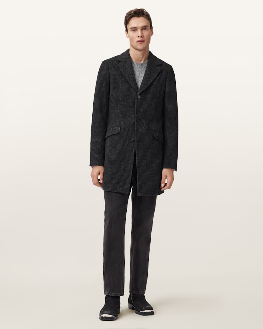 AllSaints Caspian Single Breasted Coat Cinder Black Marl