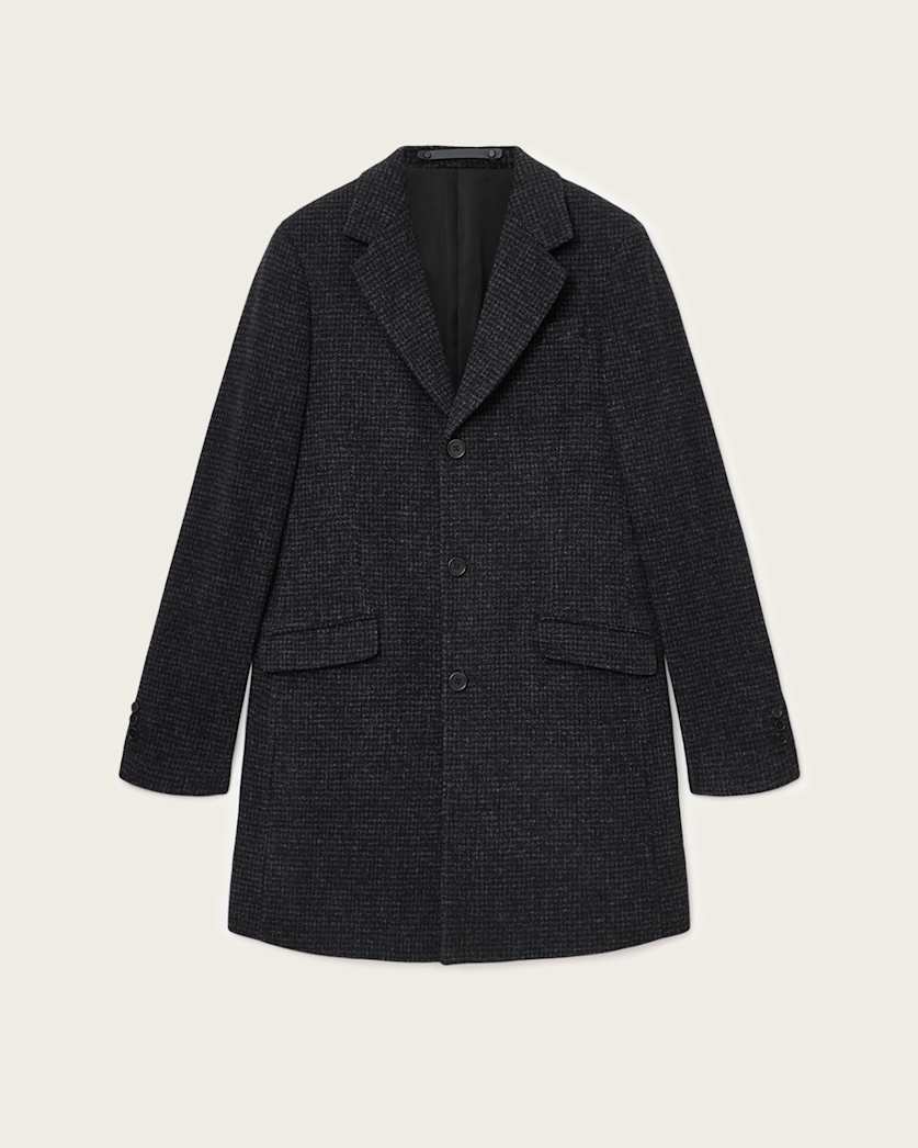 AllSaints Caspian Single Breasted Coat Cinder Black Marl