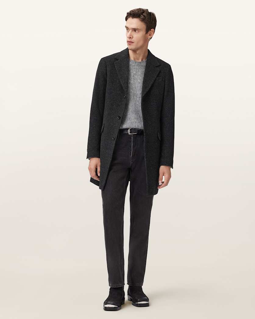 AllSaints Caspian Single Breasted Coat Cinder Black Marl