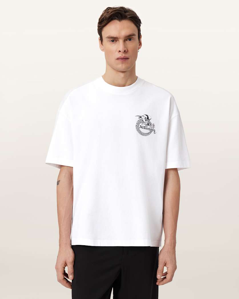 AllSaints Terra Oversized Graphic T Shirt Optic White