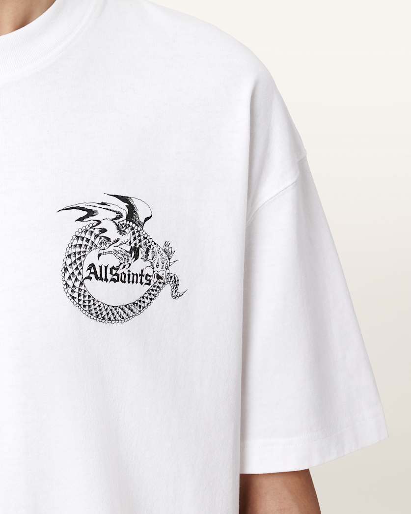 AllSaints Terra Oversized Graphic T Shirt Optic White