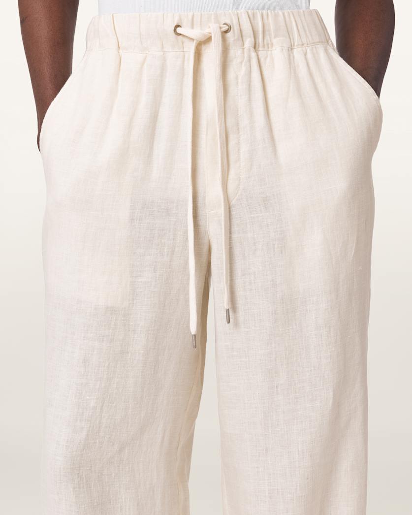 AllSaints Sharp Straight Leg Linen Pants Cottage White
