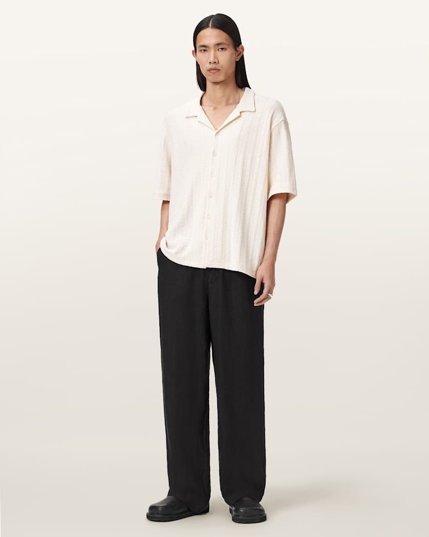 AllSaints Sharp Straight Leg Linen Pants Cottage White