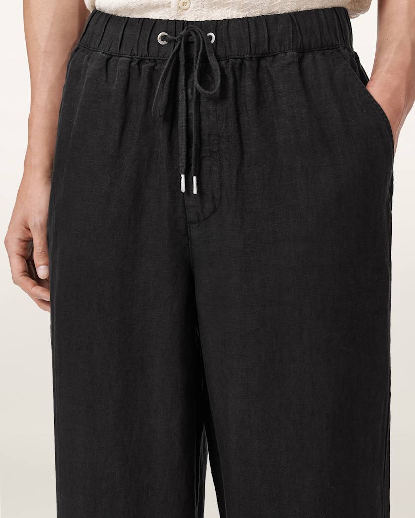 AllSaints Sharp Straight Leg Linen Pants Cottage White