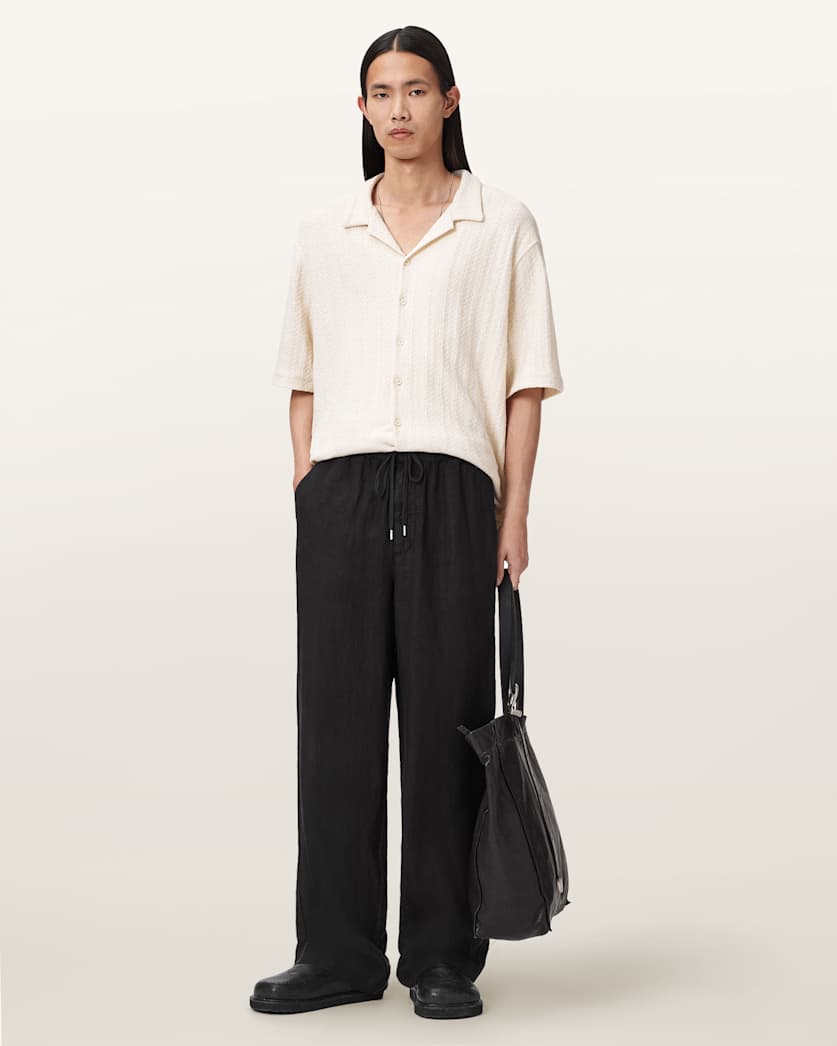 AllSaints Sharp Straight Leg Linen Pants Cottage White