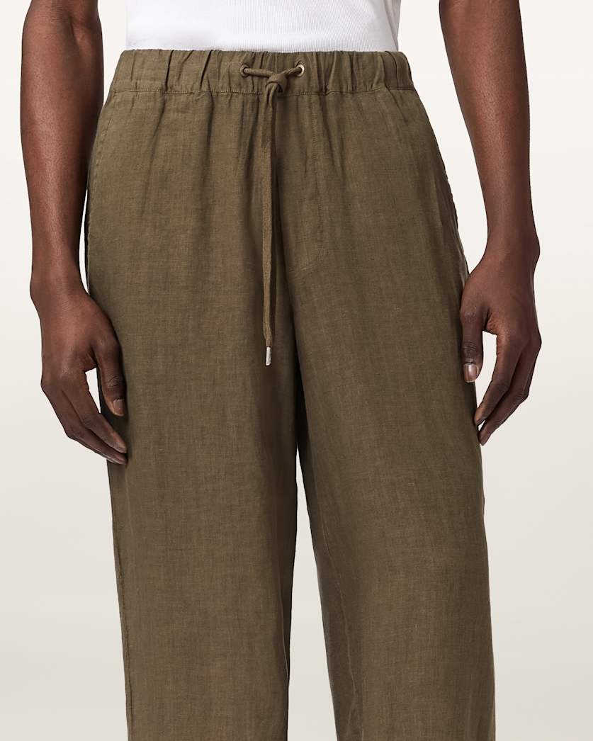 AllSaints Sharp Straight Leg Linen Pants Cottage White