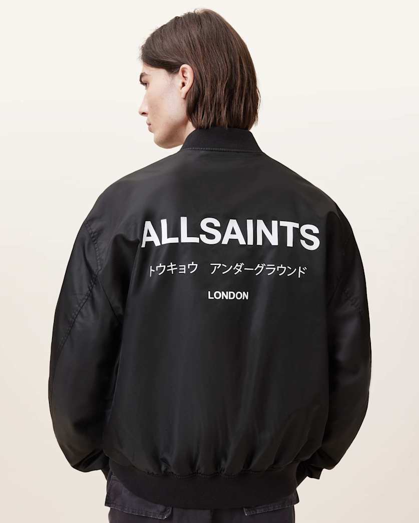 AllSaints Underground Relaxed Fit Bomber Jacket Black