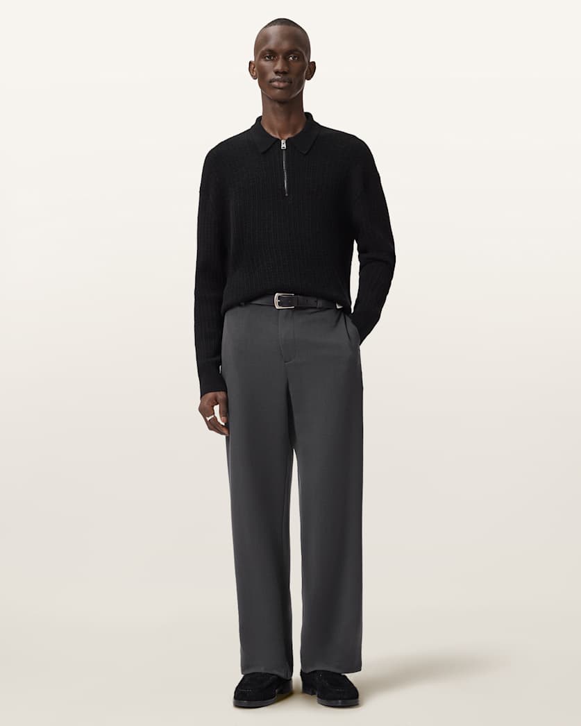 AllSaints Halla Wide Leg Pants Charcoal Grey