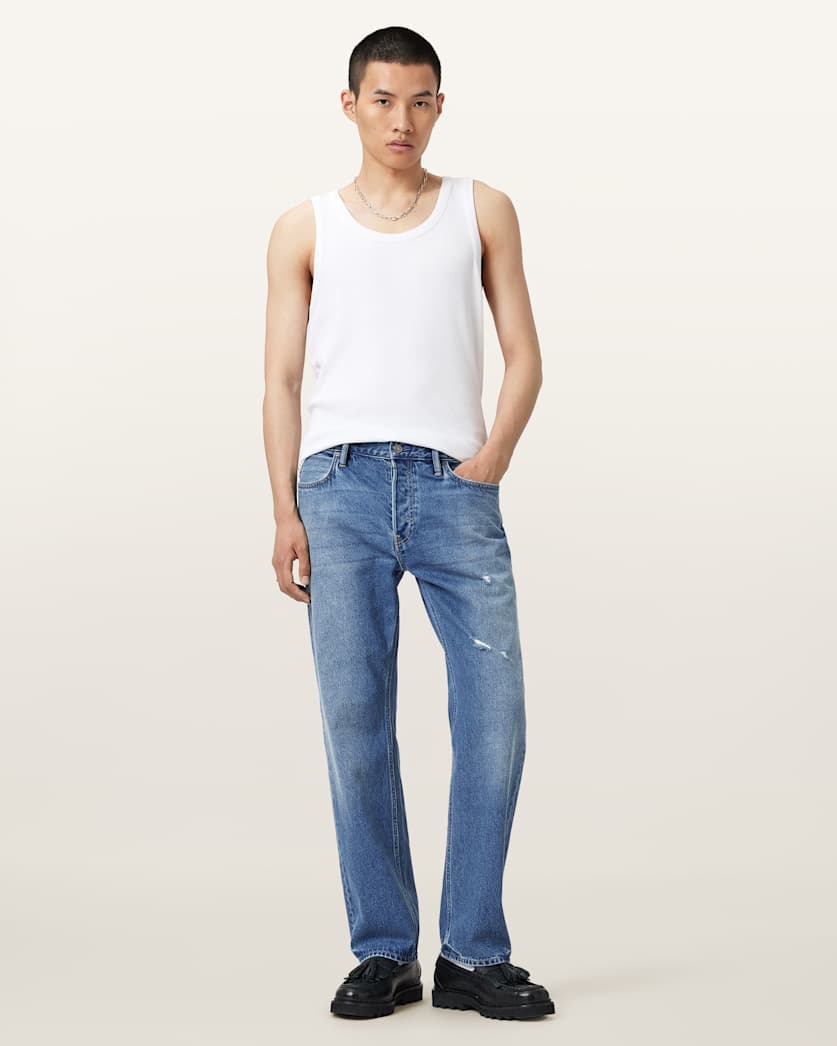 AllSaints Reid Straight Fit Denim Jeans Black