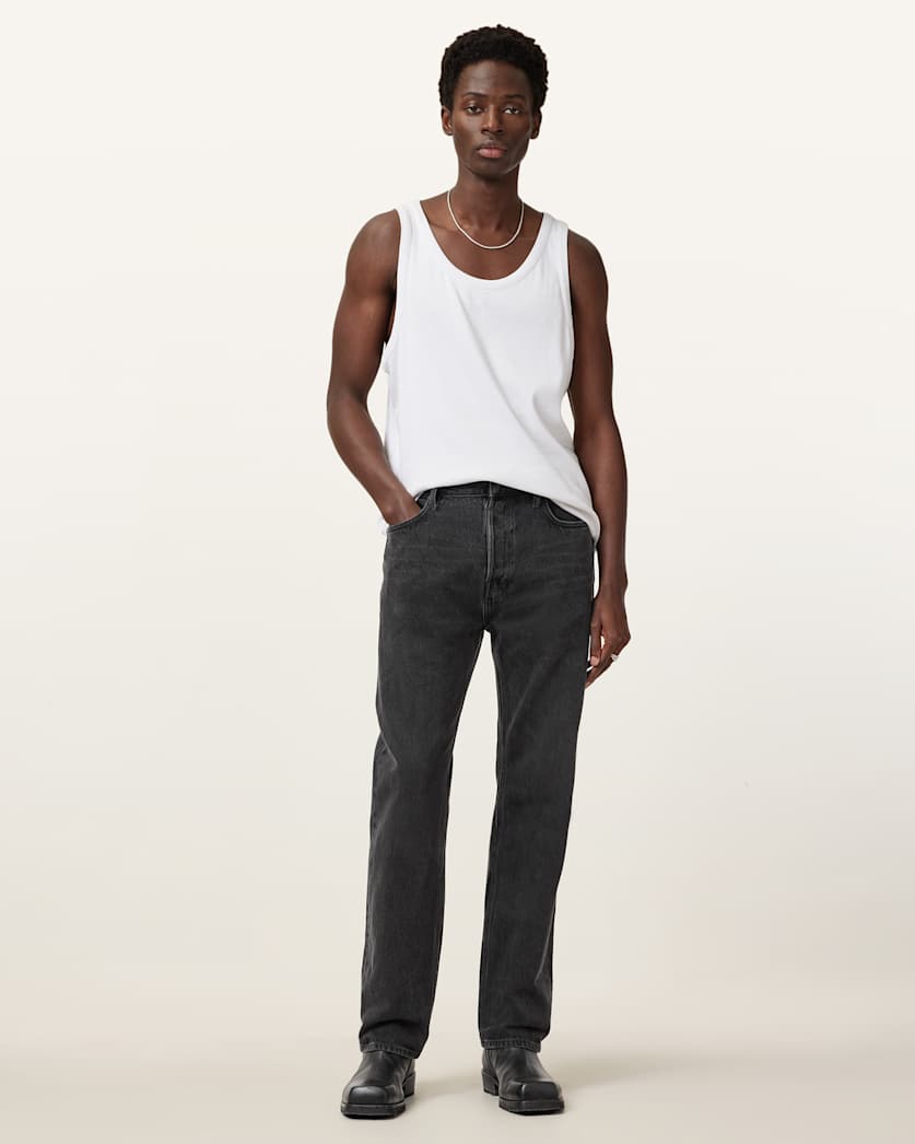 AllSaints Reid Straight Fit Denim Jeans Black