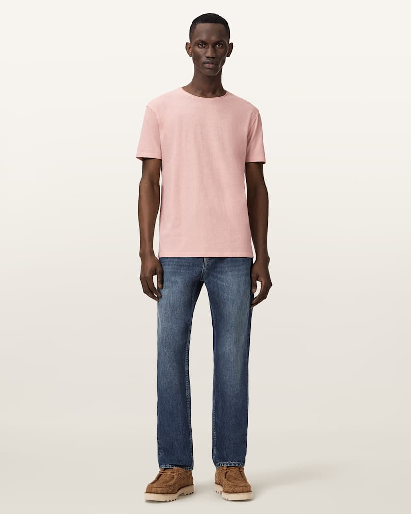 AllSaints Figure Crew Neck Raw Edge T Shirt Sunbaked Pink
