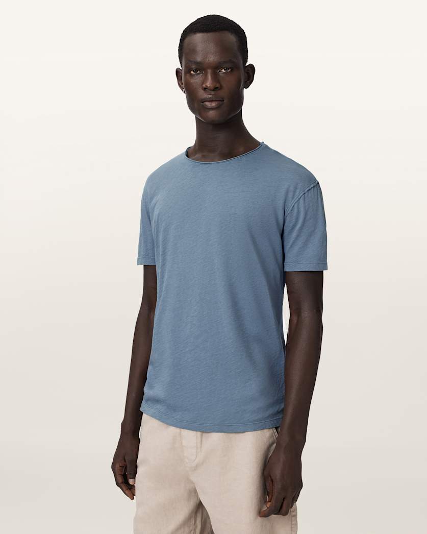 AllSaints Figure Crew Neck Raw Edge T Shirt Sunbaked Pink