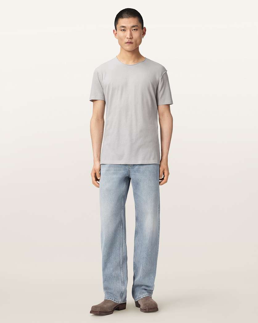 AllSaints Figure Crew Neck Raw Edge T Shirt Sunbaked Pink