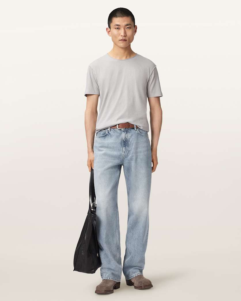 AllSaints Figure Crew Neck Raw Edge T Shirt Sunbaked Pink