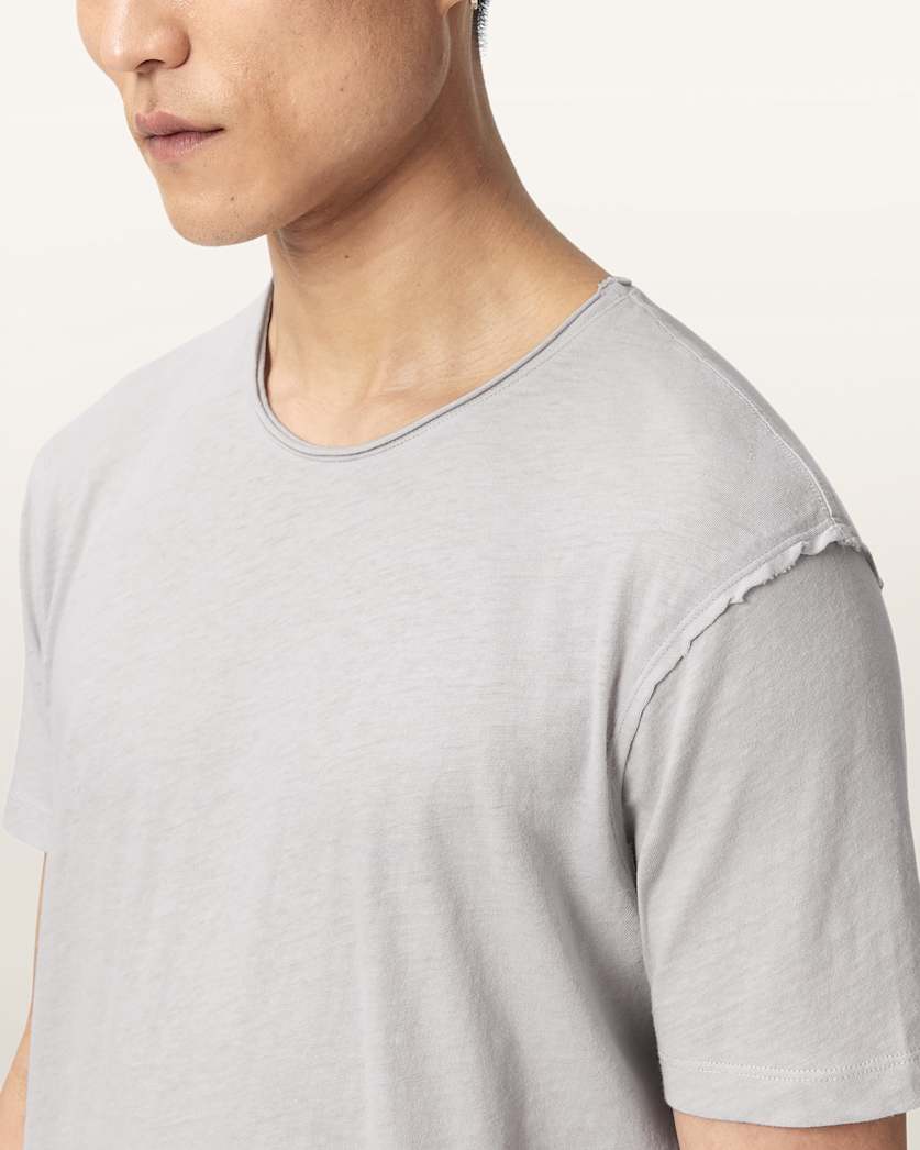 AllSaints Figure Crew Neck Raw Edge T Shirt Sunbaked Pink