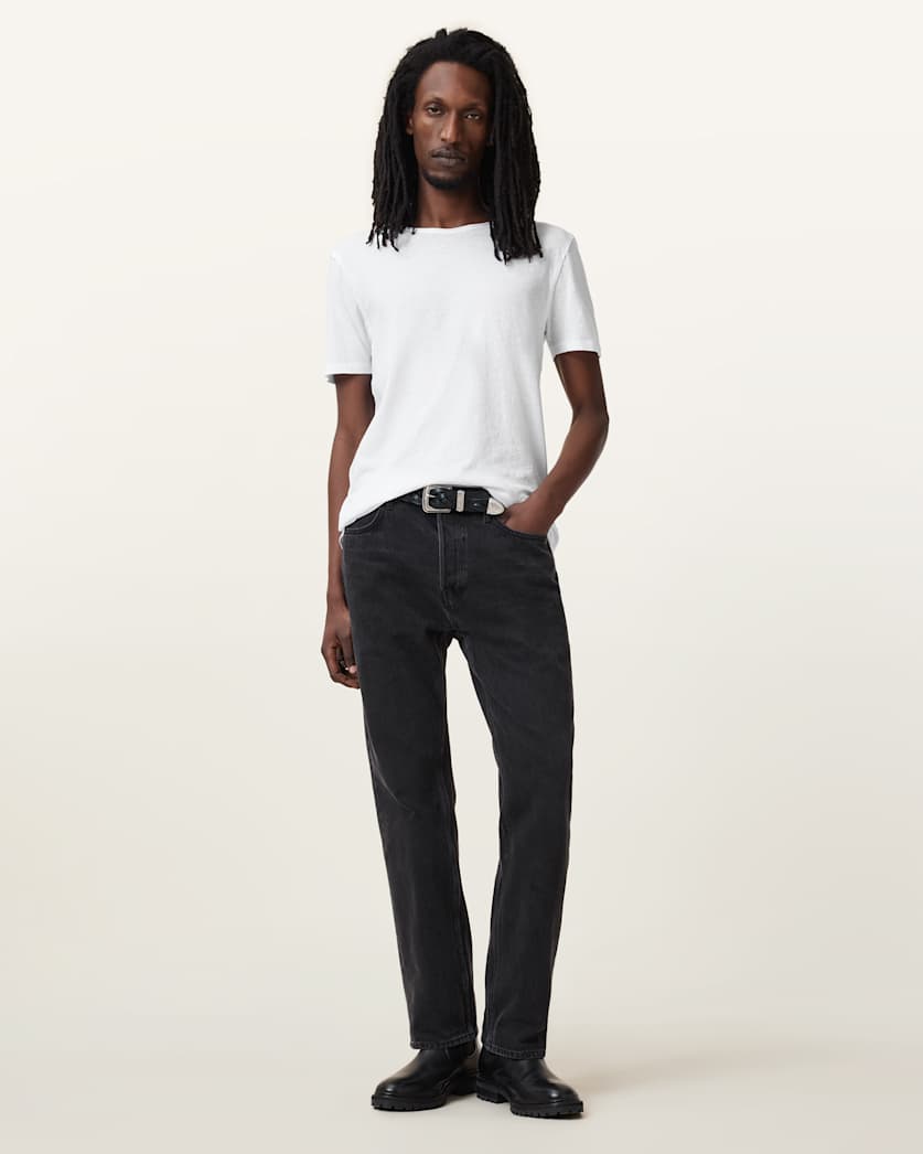 AllSaints Figure Crew Neck Raw Edge T Shirt Sunbaked Pink