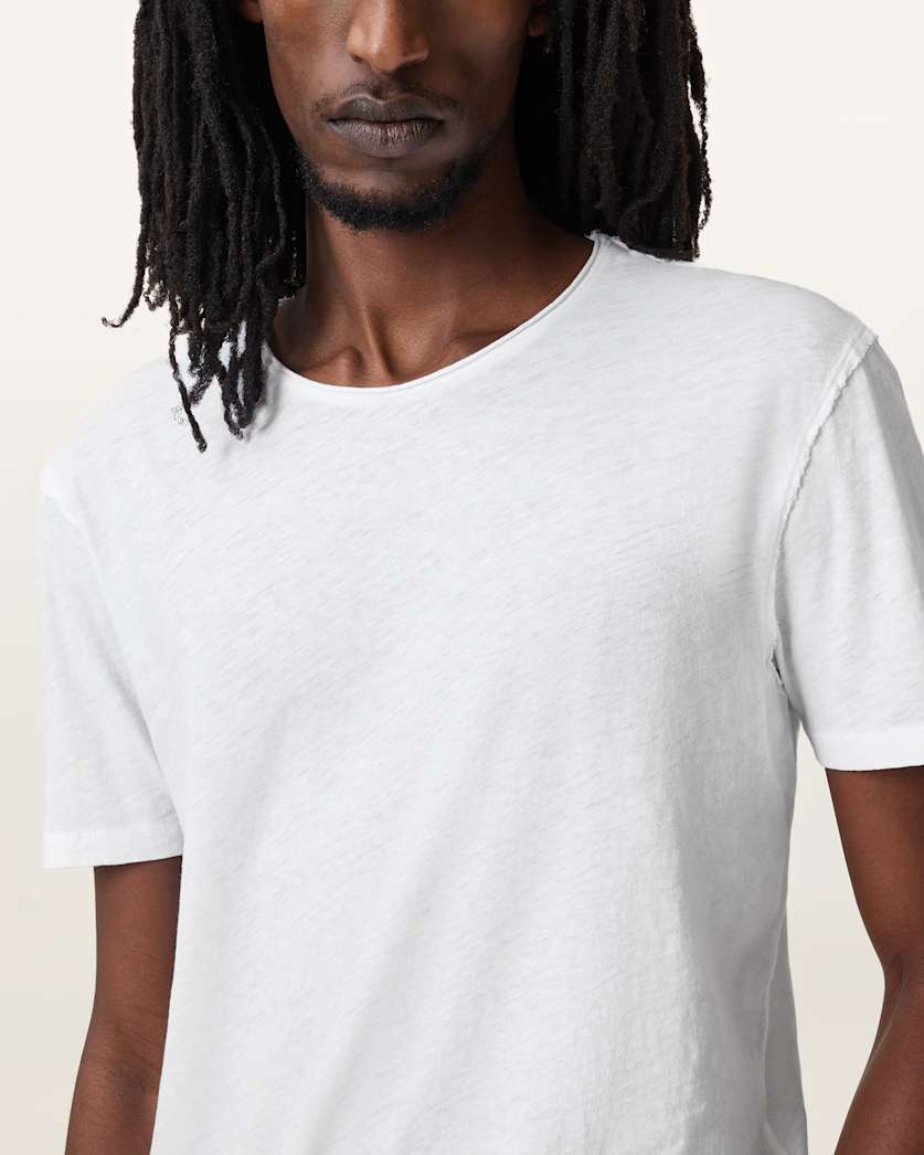 AllSaints Figure Crew Neck Raw Edge T Shirt Sunbaked Pink