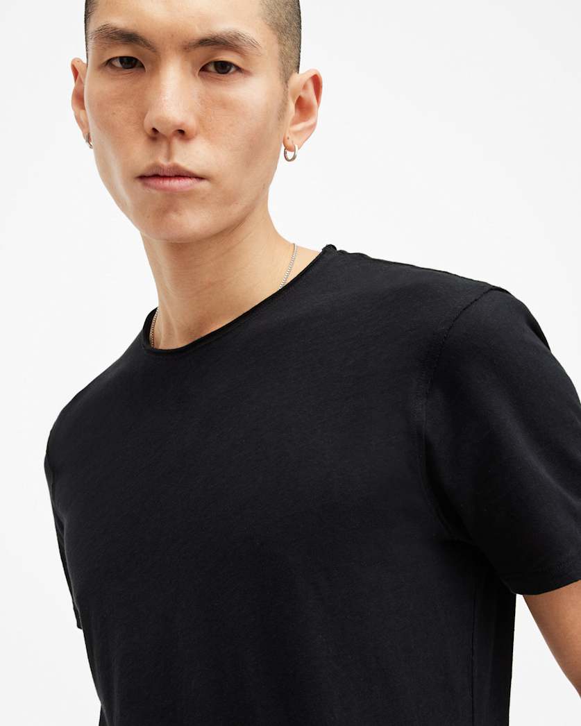 AllSaints Figure Crew Neck Raw Edge T Shirt Sunbaked Pink