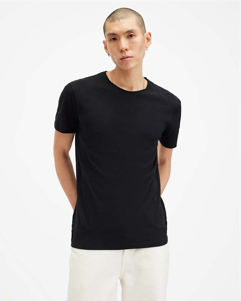 AllSaints Figure Crew Neck Raw Edge T Shirt Sunbaked Pink