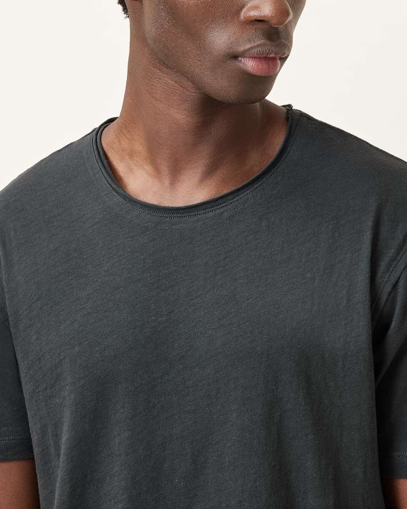 AllSaints Figure Crew Neck Raw Edge T Shirt Sunbaked Pink