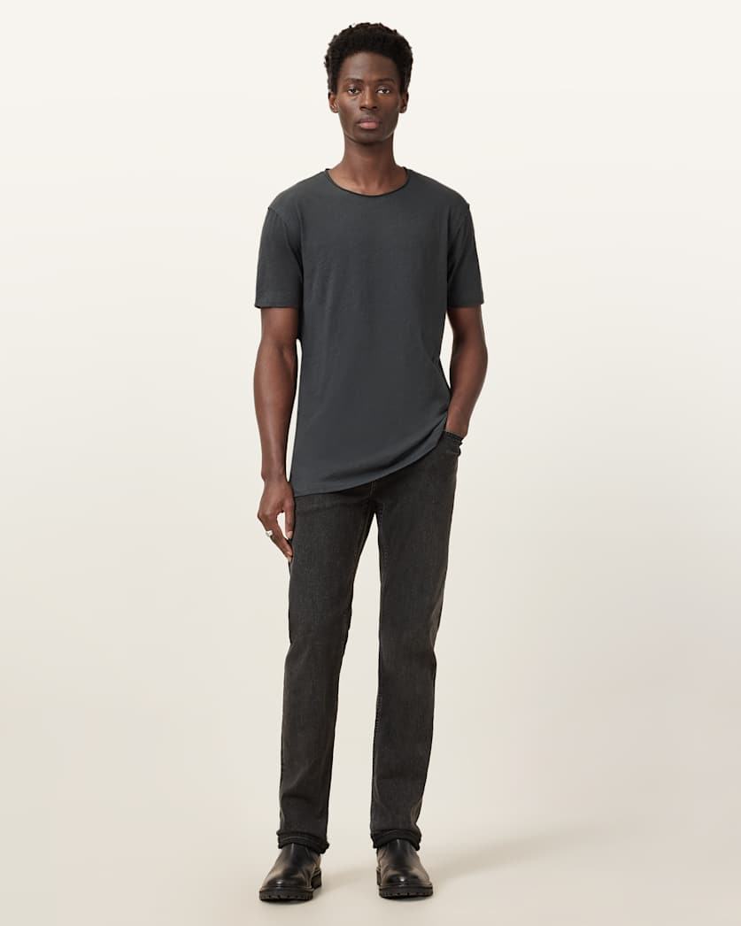 AllSaints Figure Crew Neck Raw Edge T Shirt Sunbaked Pink