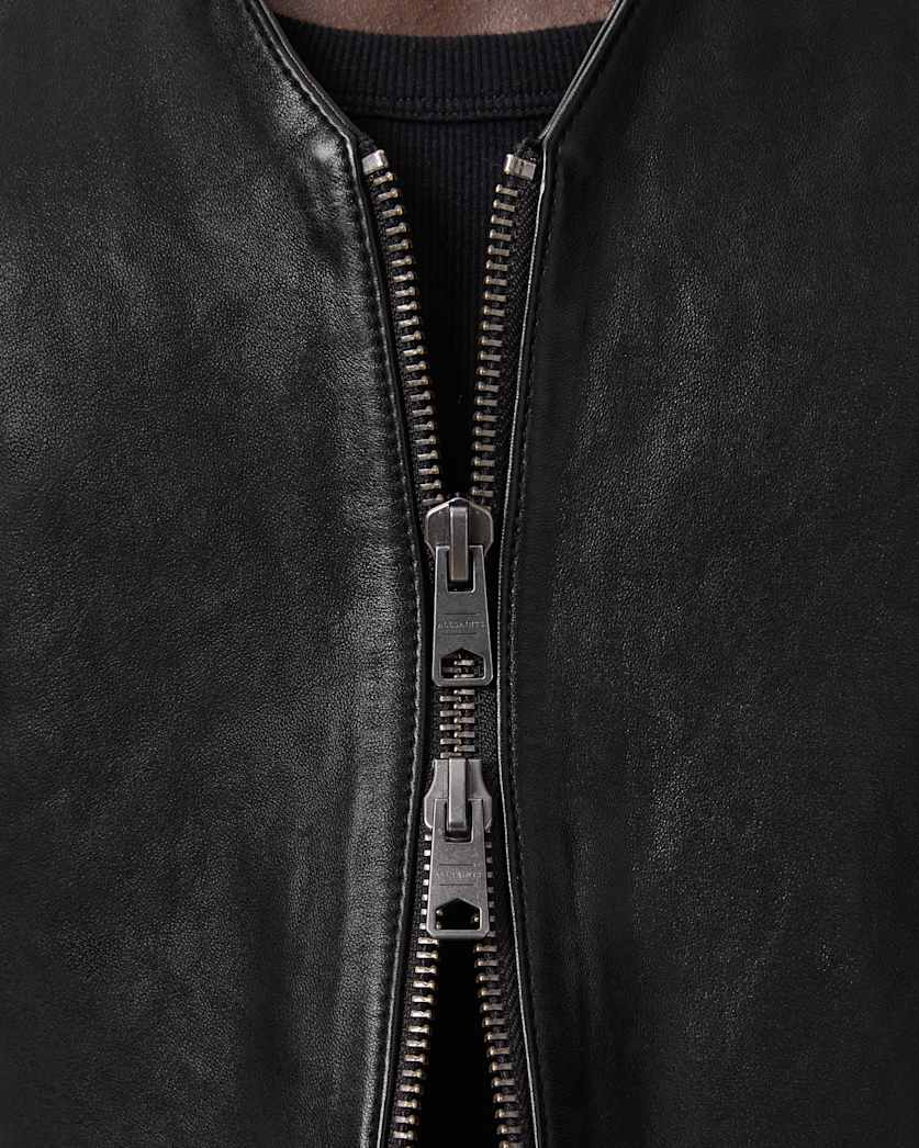 AllSaints Davies Leather Vest Black