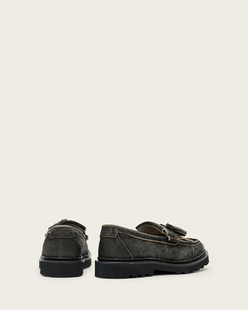 AllSaints Skiff Tassel Loafers Charcoal Grey