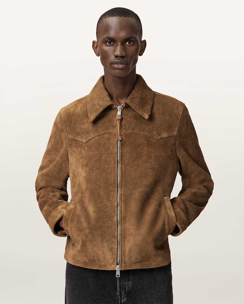 AllSaints Dellcot Suede Jacket Oxblood Red