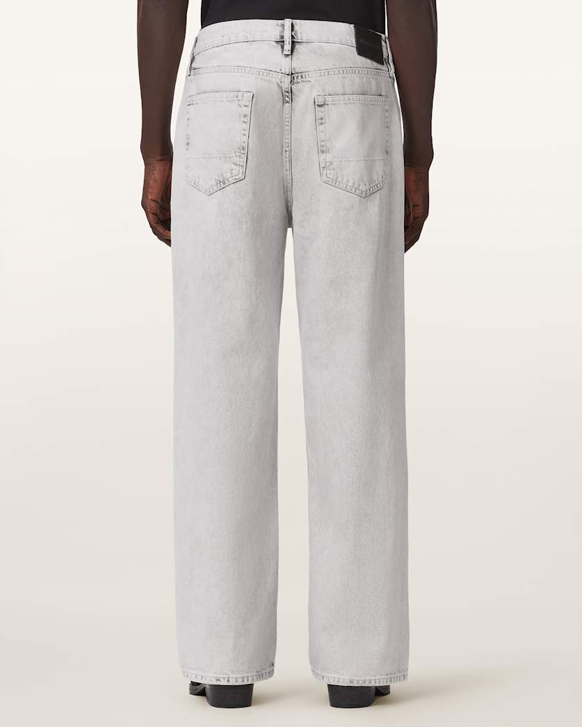 AllSaints Lenny Wide Leg Denim Jeans Bleached Grey