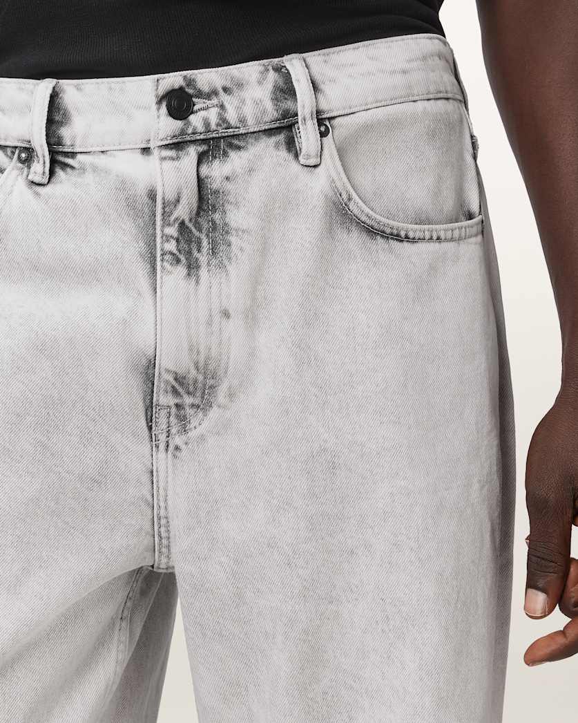 AllSaints Lenny Wide Leg Denim Jeans Bleached Grey
