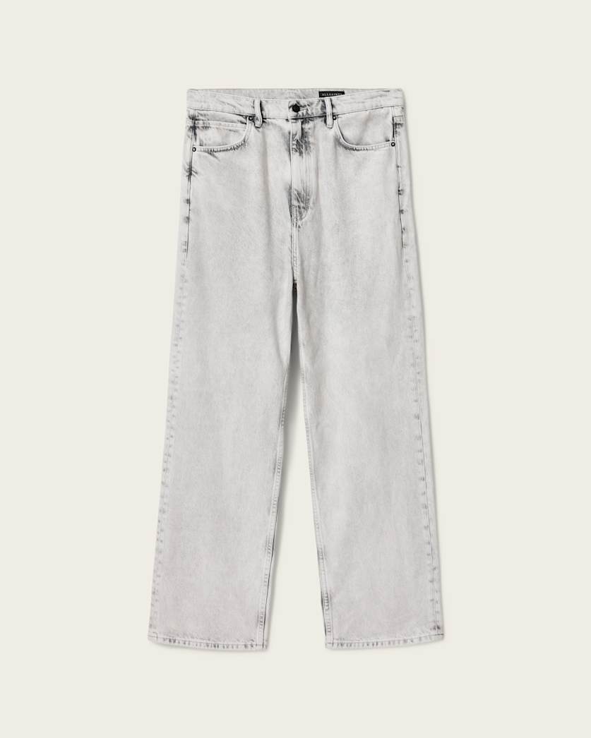 AllSaints Lenny Wide Leg Denim Jeans Bleached Grey