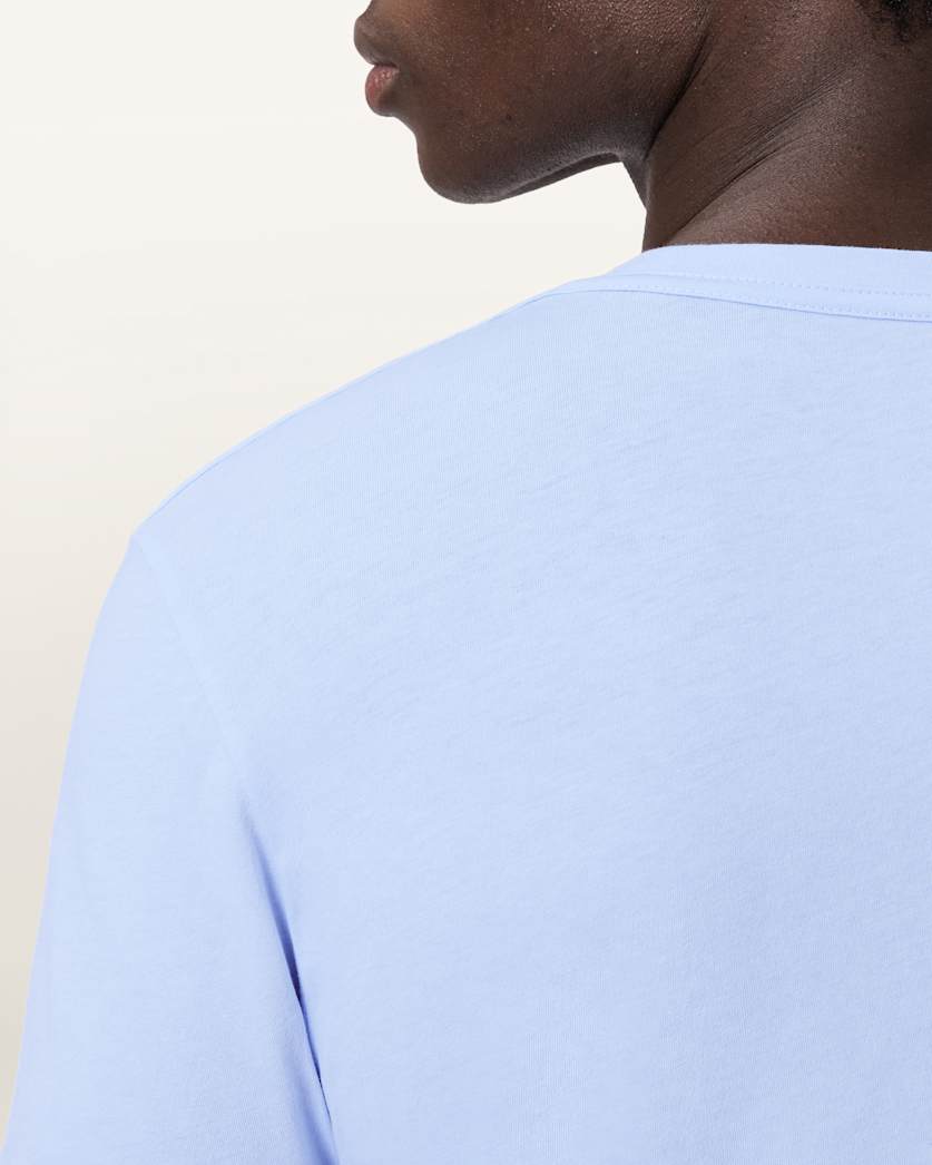 AllSaints Tonic Crew Neck Slim Ramskull T Shirt Villa Blue