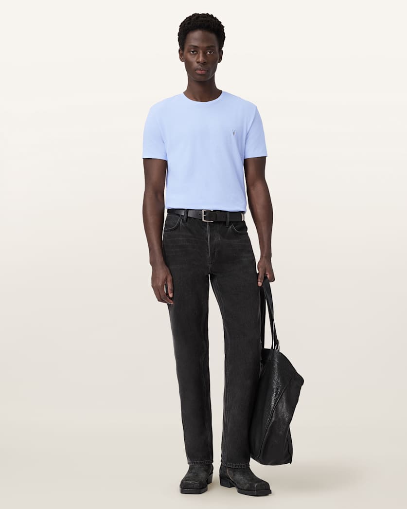 AllSaints Tonic Crew Neck Slim Ramskull T Shirt Villa Blue