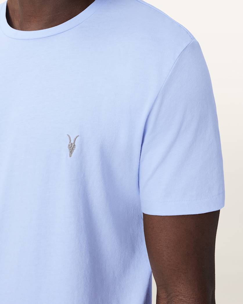 AllSaints Tonic Crew Neck Slim Ramskull T Shirt Villa Blue